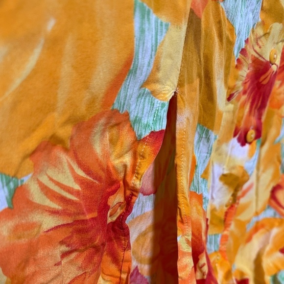 Carolina Colours Orange Floral Tropical Sleeveless Collared Midi Dress Size 22W - Picture 9 of 16